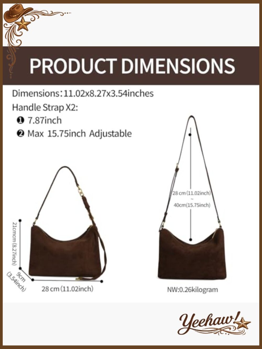 Faux Suede Hobo Bag with Adjustable Strap, Lightweight Crossbody - Picture 3 of 6